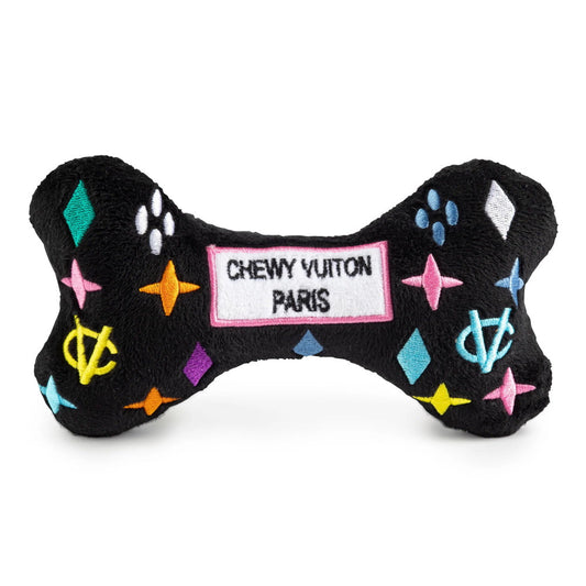 Black Monogram Chewy Vuiton Bone Dog Toy
