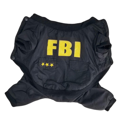 Dog Cat Clothes Warm Coat Jacket Pants Overall Jumpsuit FBI For Small Pet