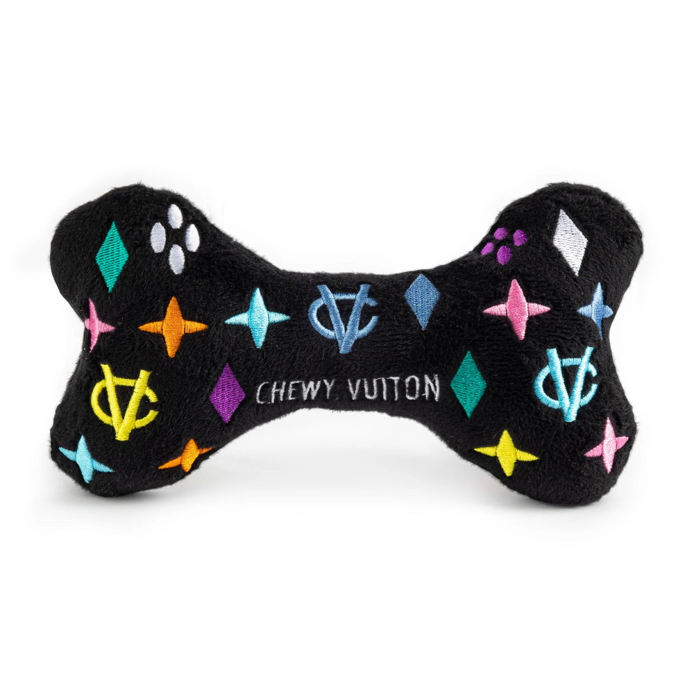 Black Monogram Chewy Vuiton Bone Dog Toy