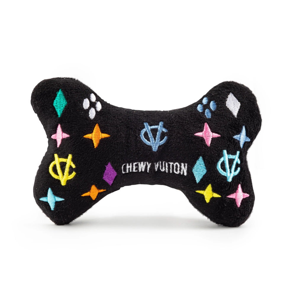Black Monogram Chewy Vuiton Bone Dog Toy