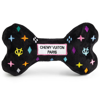 Black Monogram Chewy Vuiton Bone Dog Toy