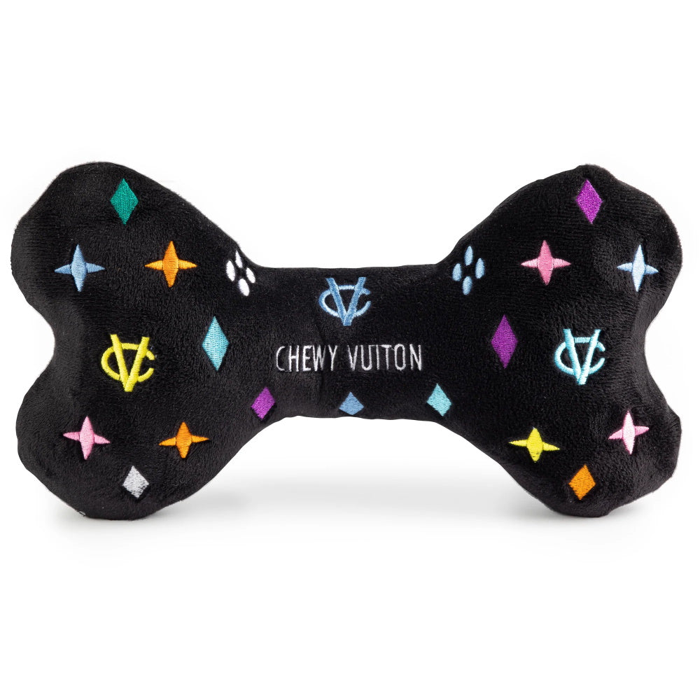 Black Monogram Chewy Vuiton Bone Dog Toy