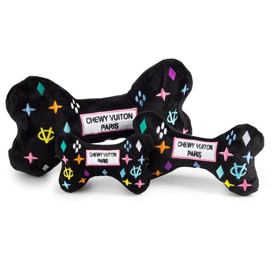 Black Monogram Chewy Vuiton Bone Dog Toy