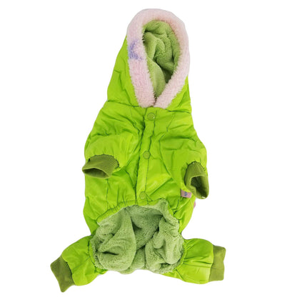 Dog Super Warm Fur Winter Coat Overall Snowsuit Jumpsuit Hoodie For Small Pet