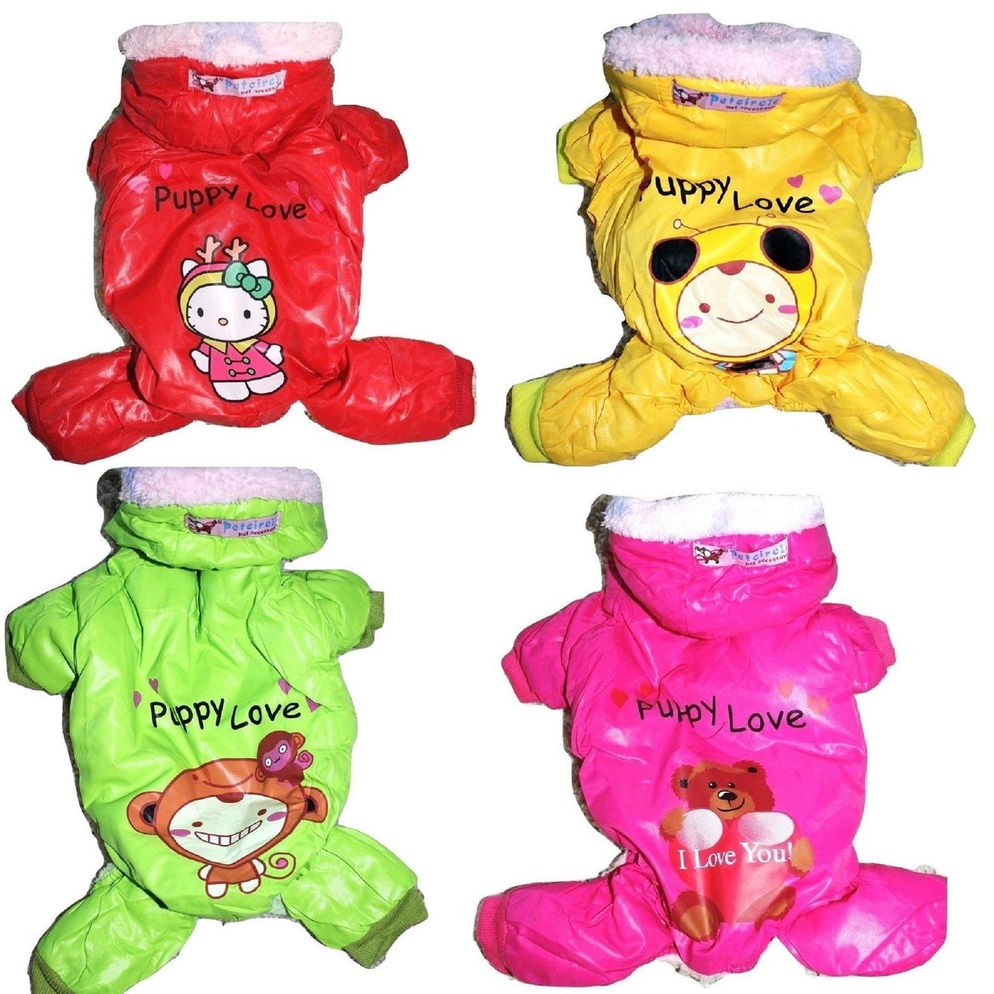 Dog Super Warm Fur Winter Coat Overall Snowsuit Jumpsuit Hoodie For Small Pet