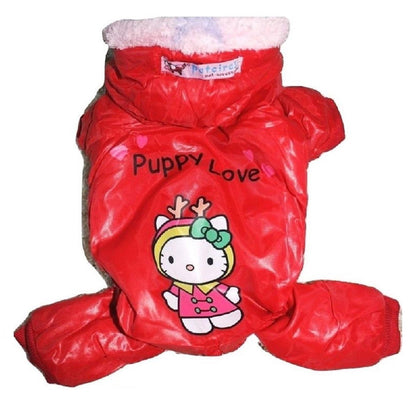 Dog Super Warm Fur Winter Coat Overall Snowsuit Jumpsuit Hoodie For Small Pet