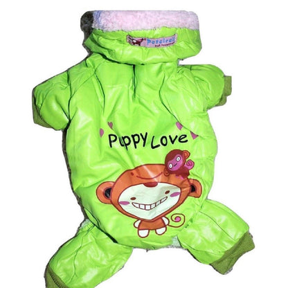 Dog Super Warm Fur Winter Coat Overall Snowsuit Jumpsuit Hoodie For Small Pet